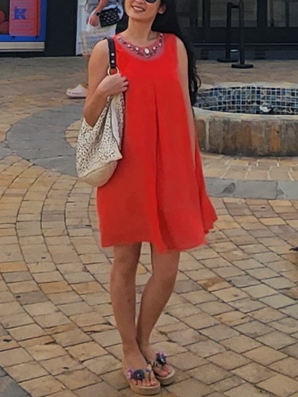 Bright Sleeveless Beaded Sundress